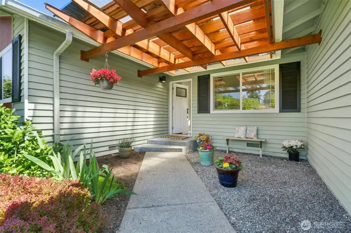 Welcoming, covered front entry.