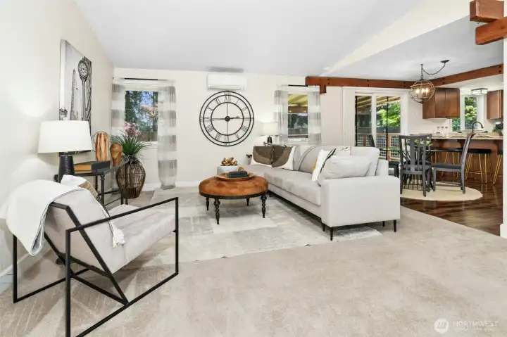 Living room features 2 skylights - tons of natural light.