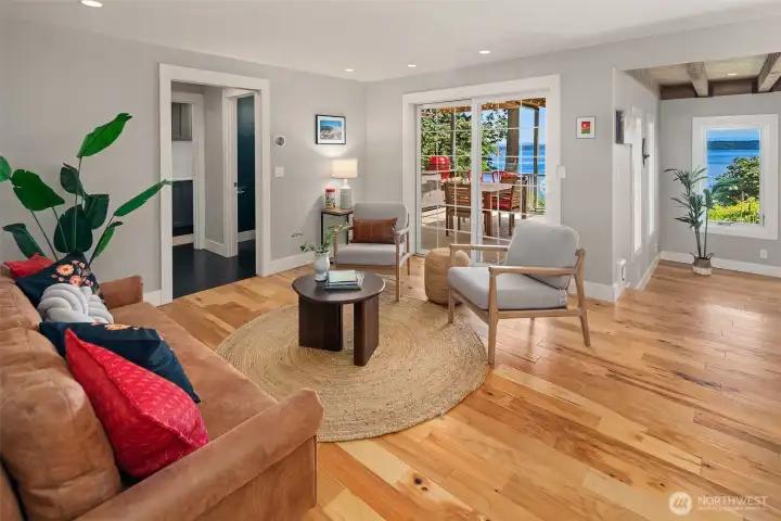 The family room adjoins the kitchen. The family room adjoins the kitchen.