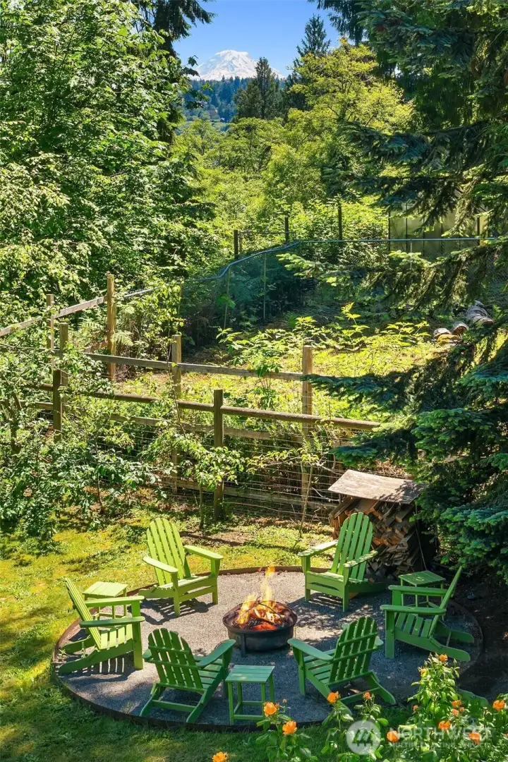 Oh - and just beyond the fire pit - Mt Rainier. Oh - and just beyond the fire pit - Mt Rainier.