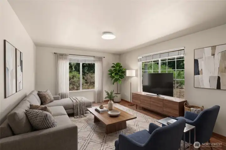 Living room with nice big windows and lots of light....Virtually staged Living room with nice big windows and lots of light....Virtually staged