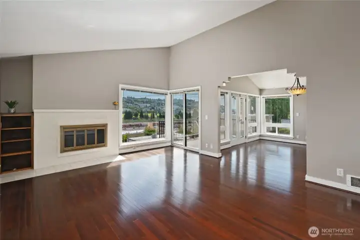 Living Room to Dining Room and deck Living Room to Dining Room and deck