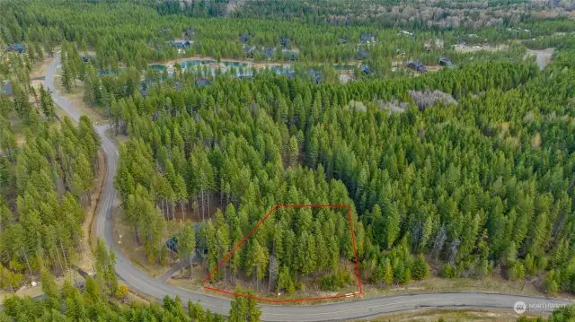 Aerial View of Lot. Red lines are estimated boundary