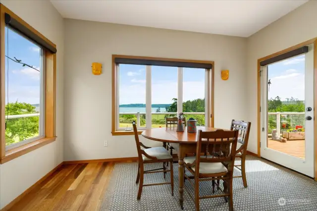 Dining right off the kitchen and easy access to the deck