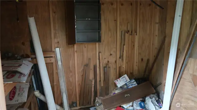 Picture of the inside of the storage shed.