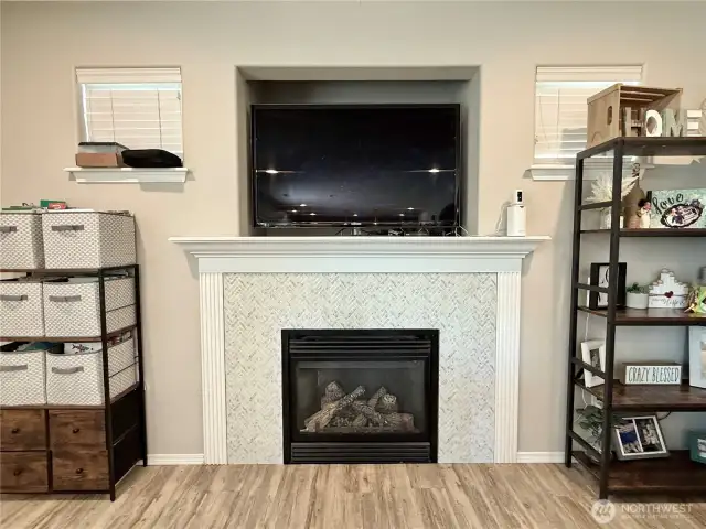 gas fireplace with tv space above