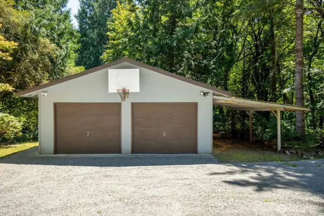 2 Car Garage and Shop with covered 3rd Car space
