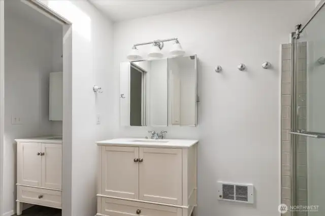 Primary bath with separate area for sink and bidet toilet
