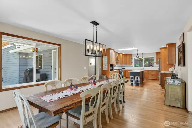 Another angle of the dining room looking back towards the kitchen.