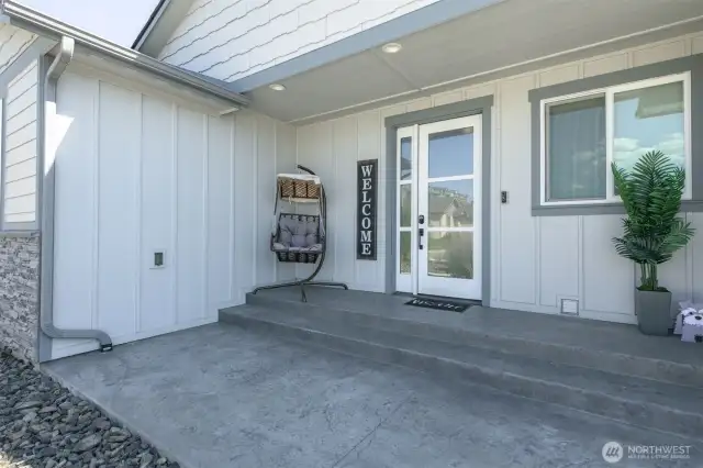 Covered Entry with stamped concrete finishes