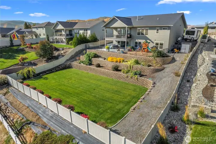 Great Yard with Built up Flower Garden Beds