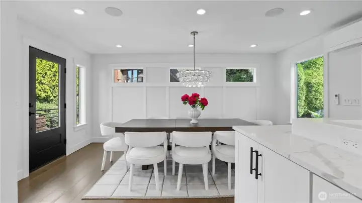 Formal dining room can accommodate large or small groups and is a great place to connect over meals.