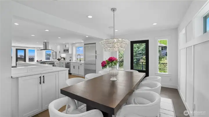 Convenient access off the dining area to the backyard for outdoor meals.