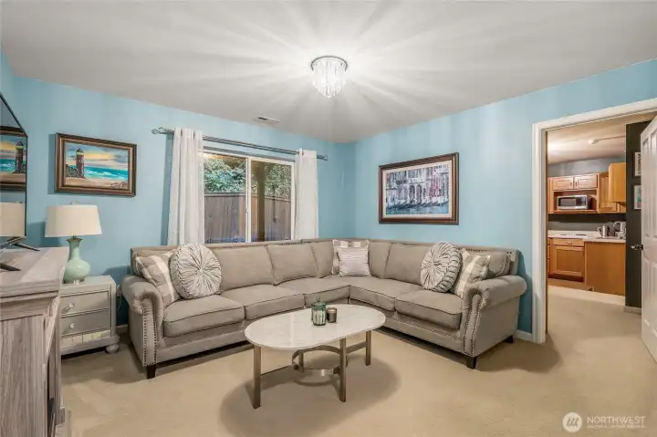 View of lower-level layout showing natural light and flexible use