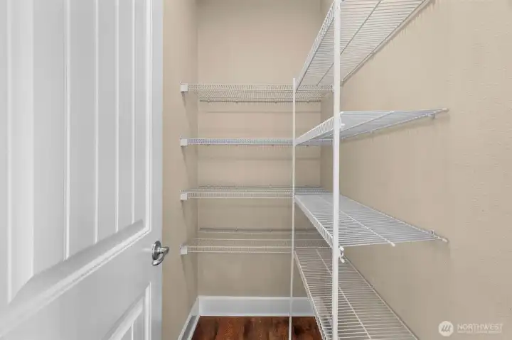 Walk in pantry off the kitchen.