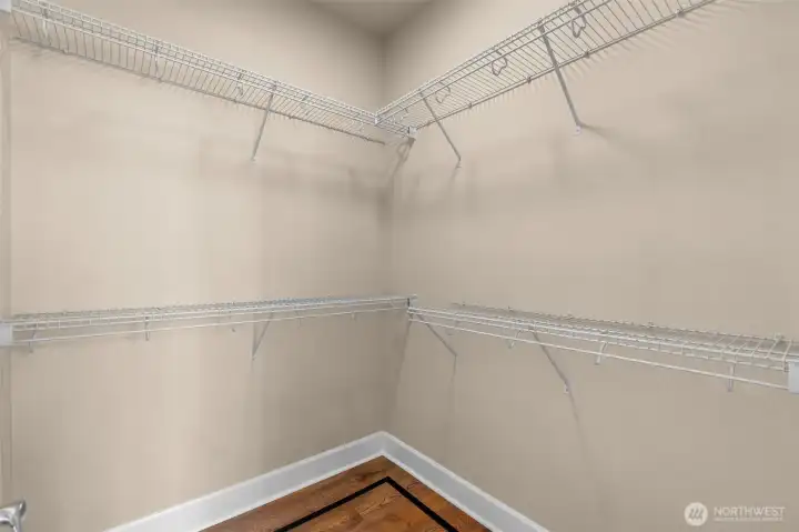 Primary walk in closet.