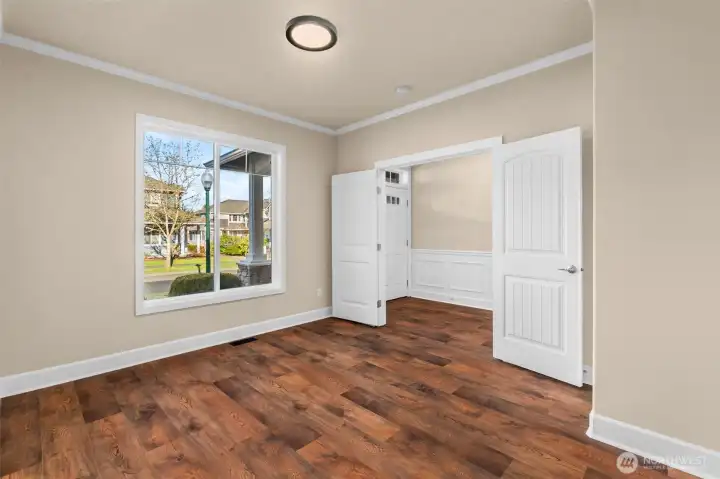 Oversized windows that fill the office with natural light.