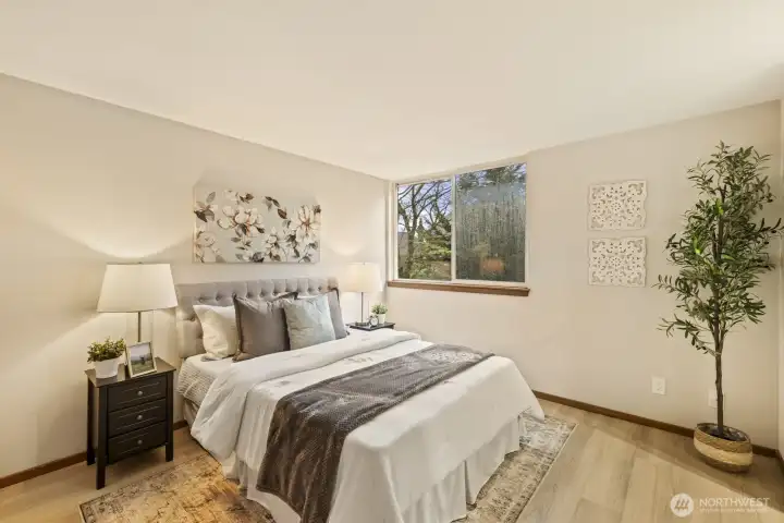 The primary suite is conveniently located on the main level.