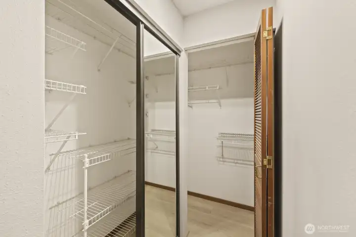 Dual closets in the primary give you tons of room to store all your gear.