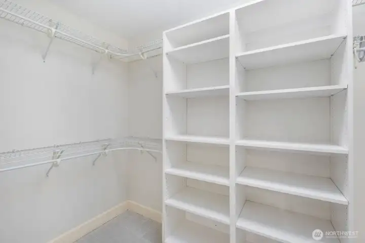 Walk in closet off bathroom