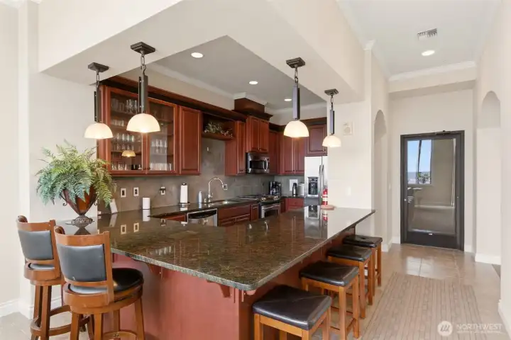 he large Party room for events and views of the Water and the mountains.