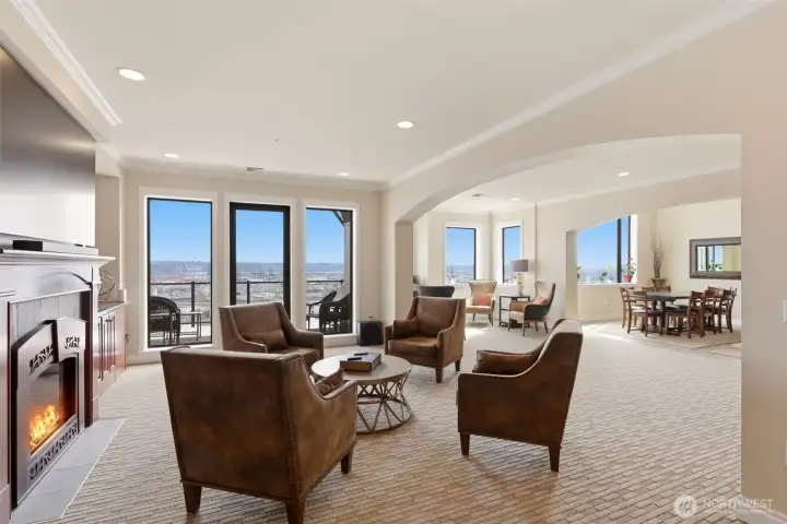 he large Party room for events and views of the Water and the mountains.