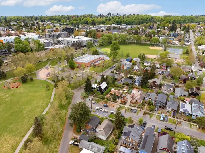 Drone of Surrounding Area. Rainer Community Center Gardens and Trails to Lower Genesee Playfield