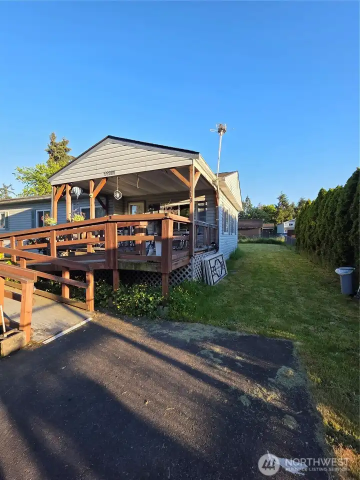 Front of house, side yard