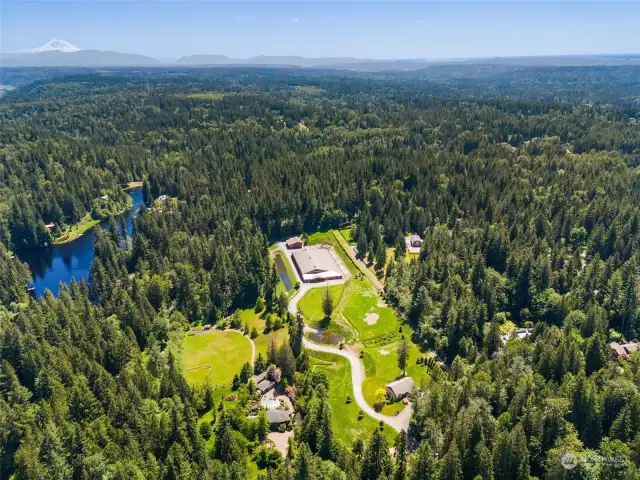 Aerial view of Misty Hollow Farm a premier equestrian facility.