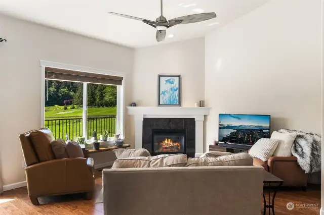 Mainhouse living area with fireplace.