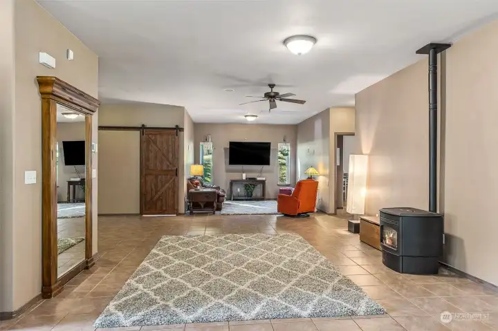 Pellet stove to keep you extra warm in the winter.