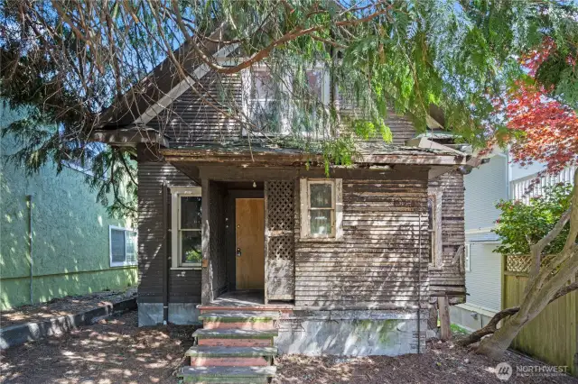 Shown here is the back door of the home, which provides access to the inside.