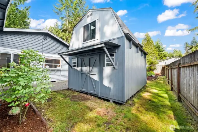 Large shed with loft can be a man cave, she shed, playhouse,  storage, or whatever you can imagine.
