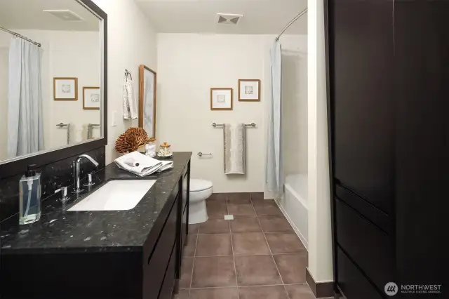 Generously sized guest bath