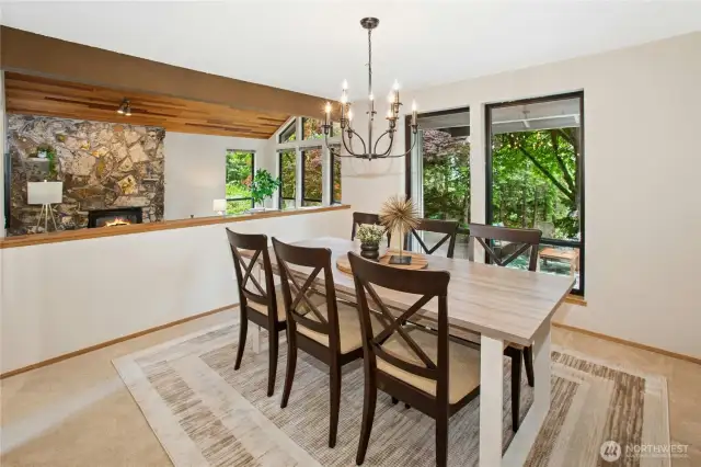 The spacious dining room overlooks the yard and territorial views!