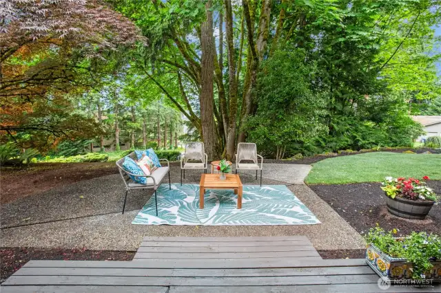 Large patio area for viewing the breathtaking landscaping and views!