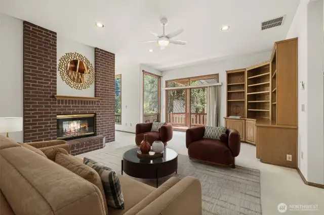 Virtually staged Family room on lower floor