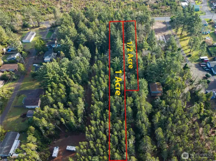 aorial from above approx. 1/2-acre lot