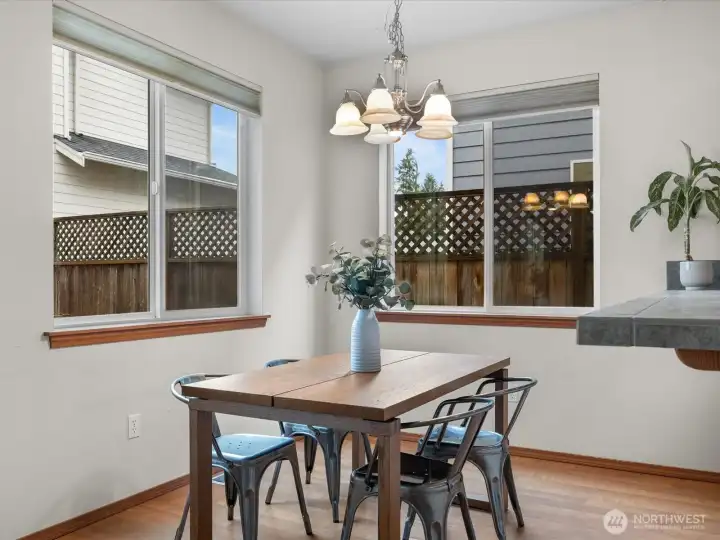 Naturally lit dining area perfect for meals with family and friends