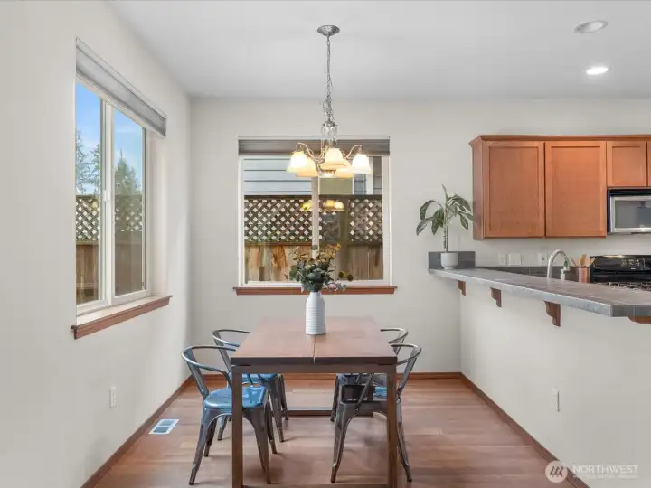 Naturally lit dining area perfect for meals with families and friends