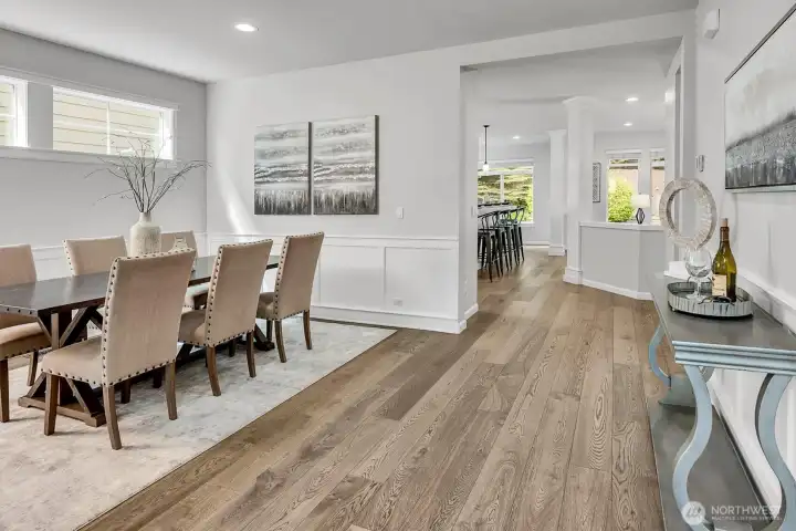 Gorgeous wide plank flooring, seperate Dining Room