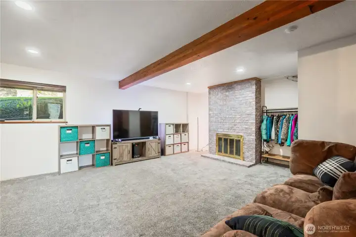 Family Room W/Wood Fireplace