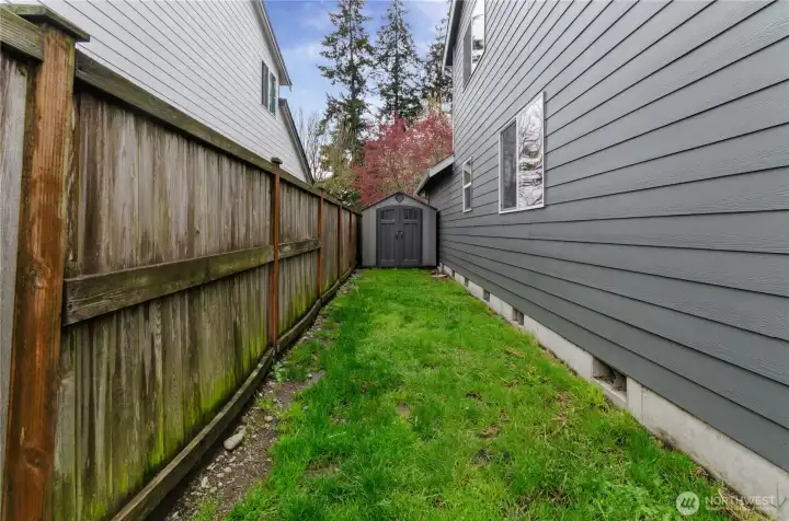 Shed gives extra storage leaving more space in the garage