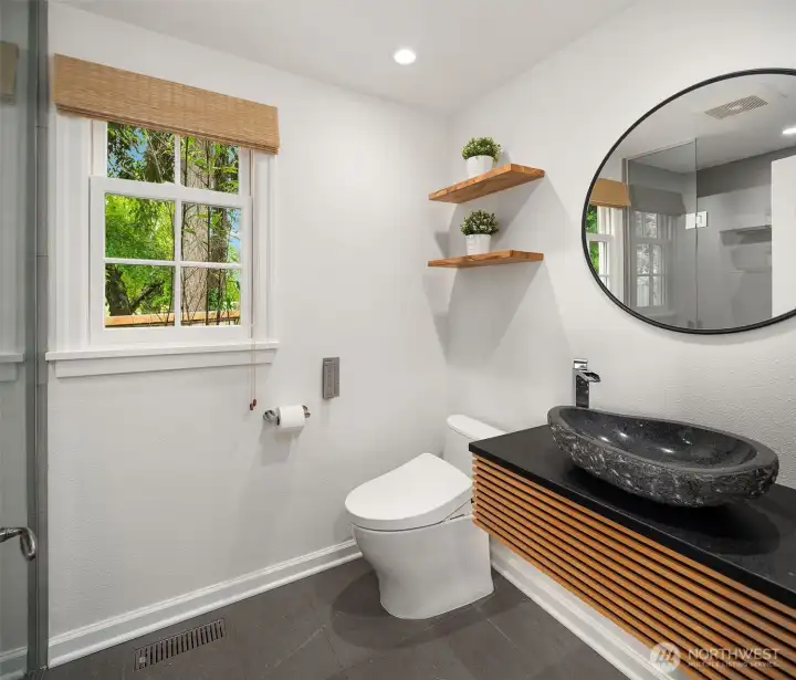 the 3/4 bath on the main floor has been totally updated.
