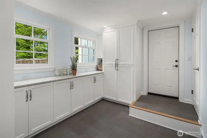 the mudroom off the garage.