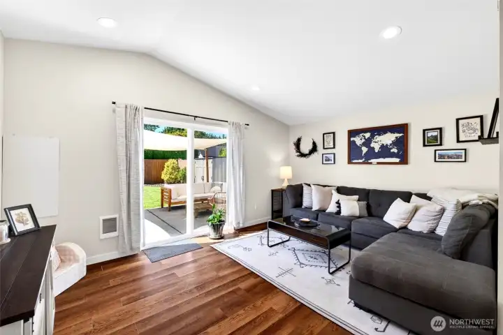 Family Room opens to backyard.