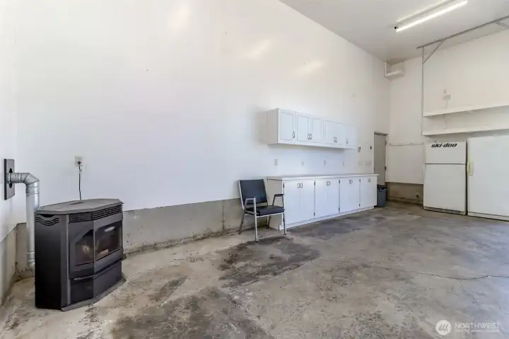 Shop has its own pellet stove
