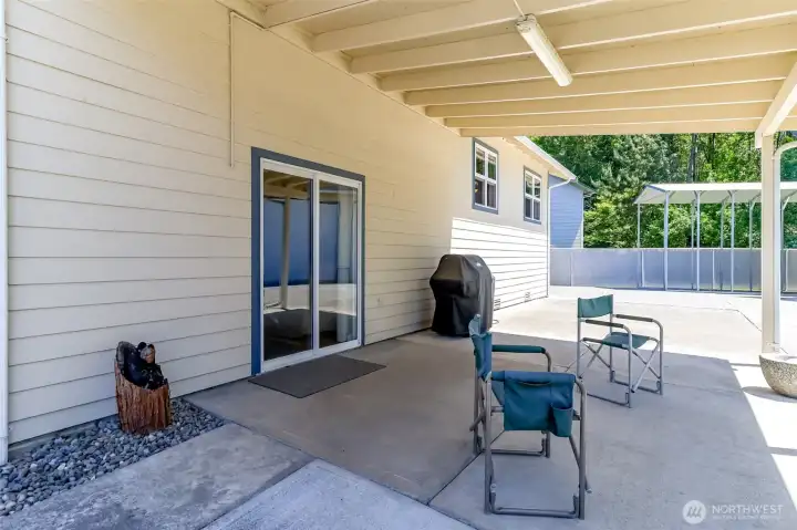 Covered back porch with your own Weber natural gas grill