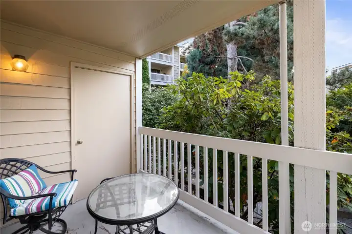 Private balcony overlooking peaceful territorial views and beautiful landscaping. Private balcony overlooking peaceful territorial views and beautiful landscaping.