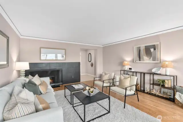 The gas fireplace will come in handy on chilly nights!